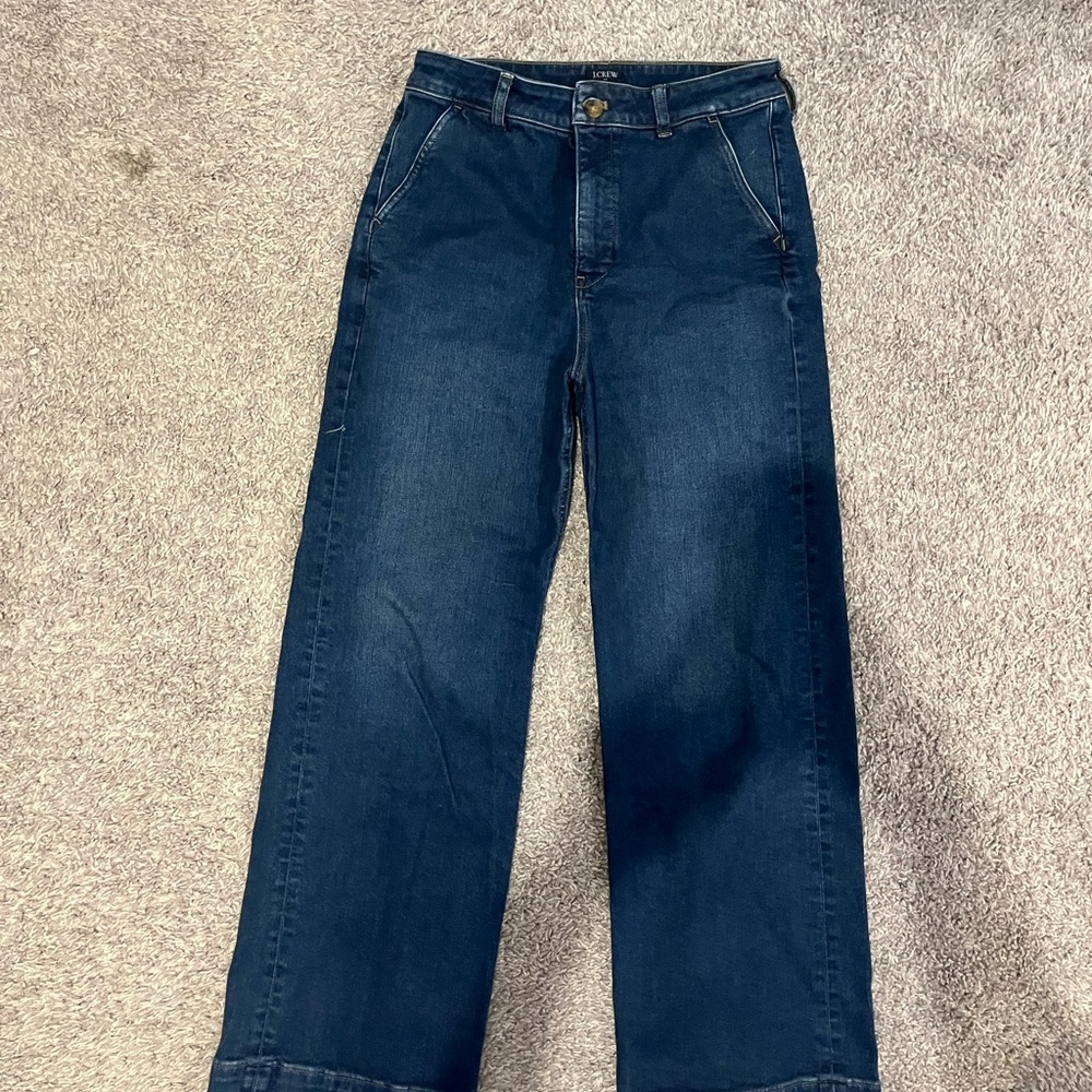 J. Crew High-Rise Trouser Jeans in Dark Blue